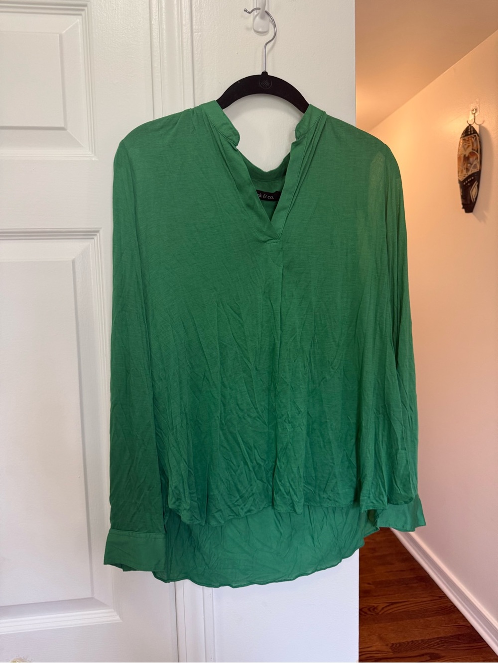Ark & Co Green V-Neck Long Sleeve Blouse